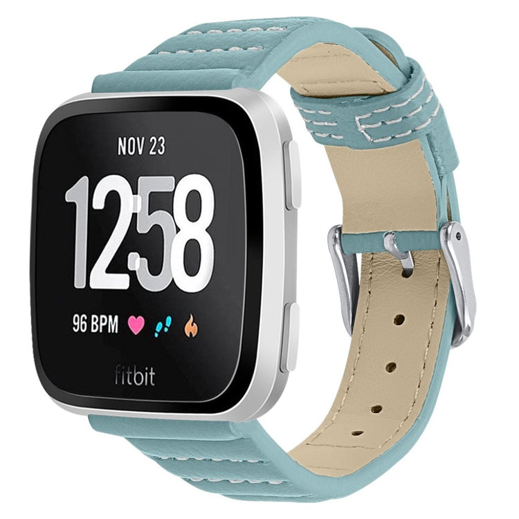 Kønt Fitbit Versa Lite Ægte læder Rem - Grøn#serie_3