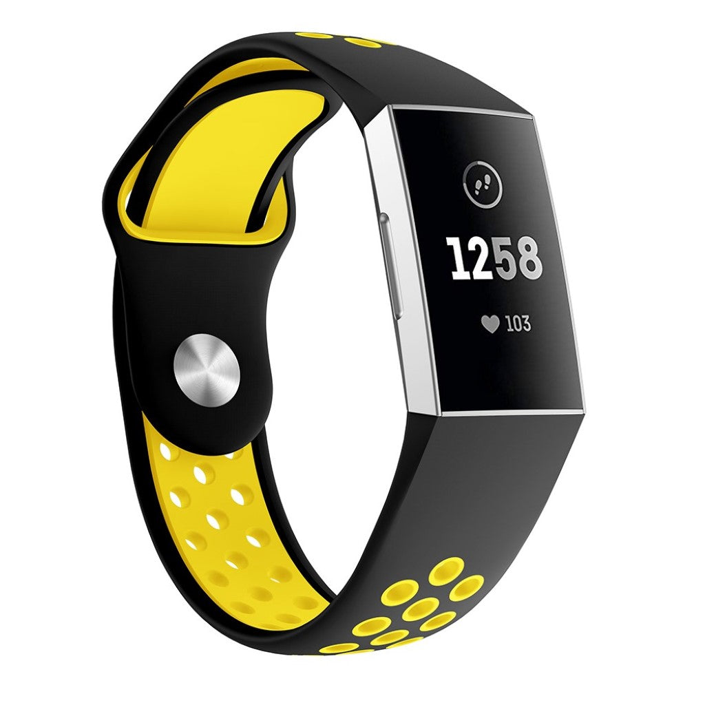 Mega flot Fitbit Charge 3 Silikone Rem - Størrelse: L - Gul#serie_1