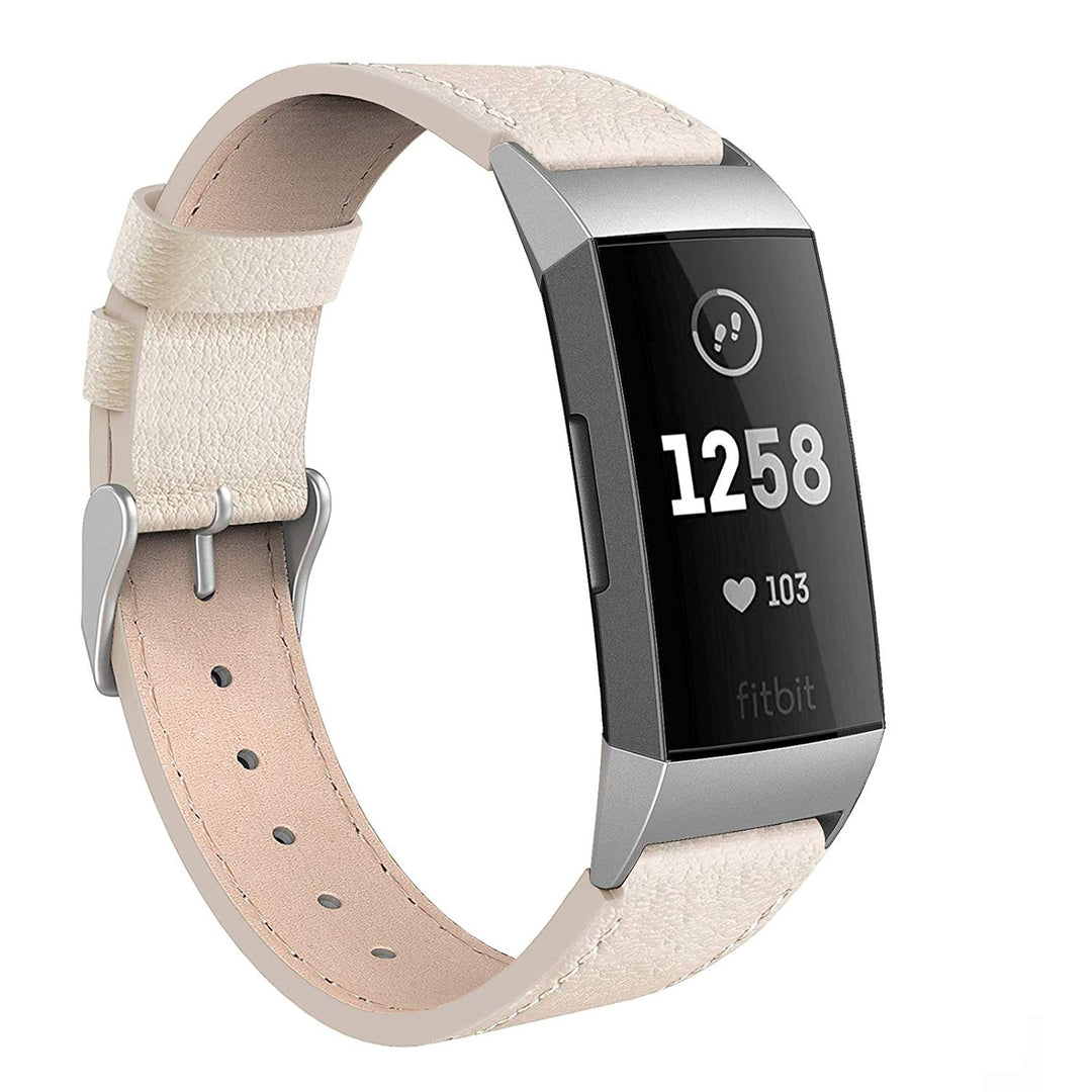 Meget godt Fitbit Charge 3 Ægte læder Rem - Beige#serie_2