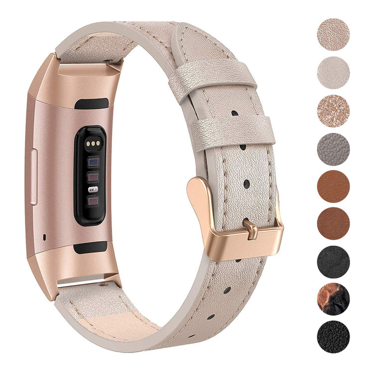 Meget godt Fitbit Charge 3 Ægte læder Rem - Beige#serie_3