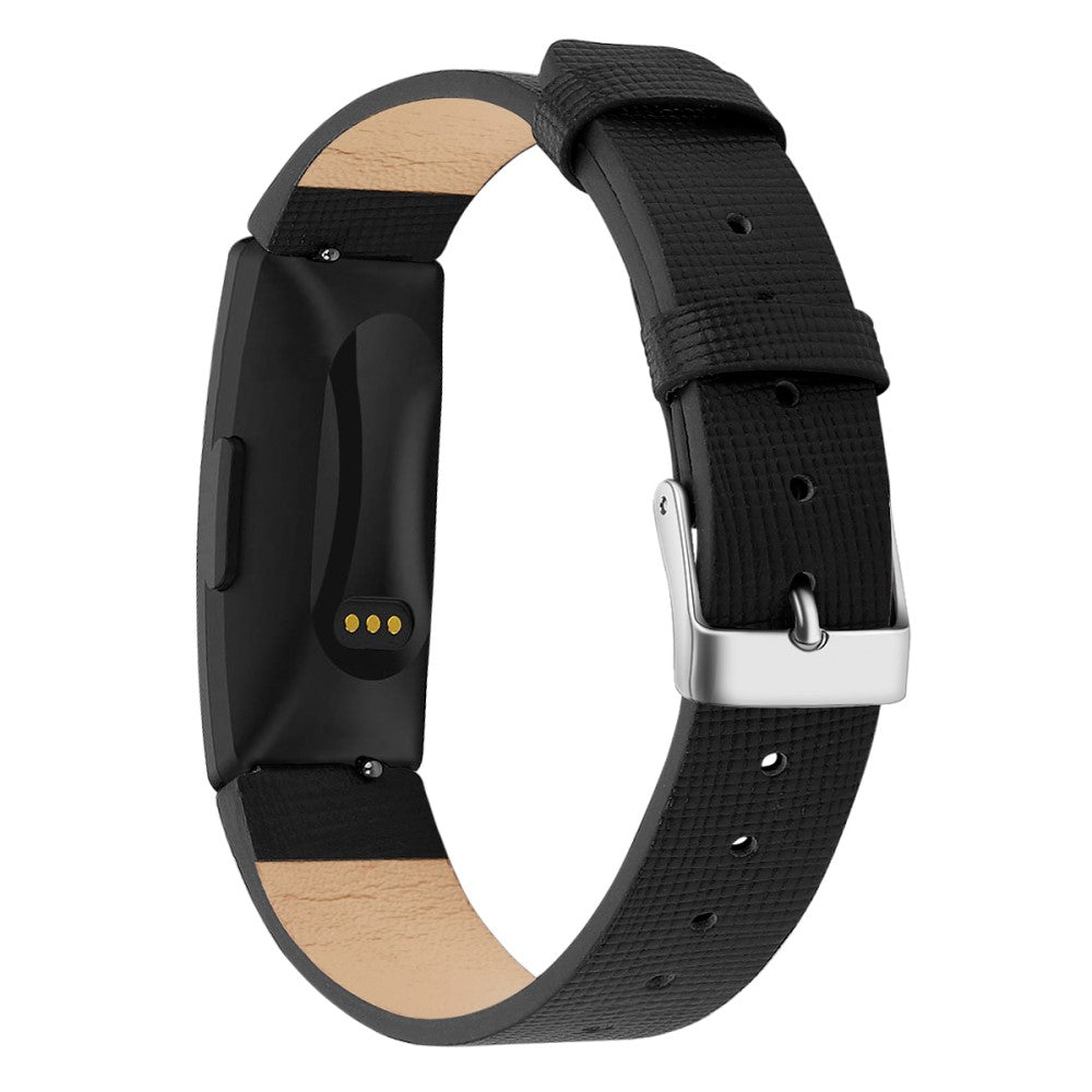 Helt vildt elegant Fitbit Inspire Ægte læder Rem - Størrelse: L - Sort#serie_3