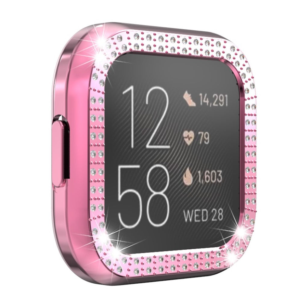 Fitbit Versa 2  Rhinsten og Silikone Bumper  - Pink#serie_2