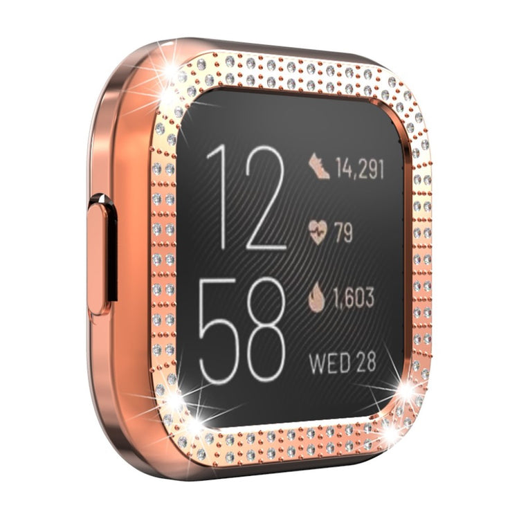 Fitbit Versa 2  Rhinsten og Silikone Bumper  - Pink#serie_7