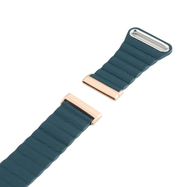 Fed Fitbit Versa 3 / Fitbit Sense Ægte læder Rem - Grøn#serie_11