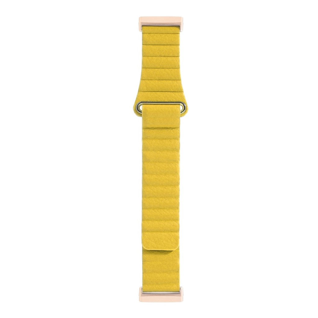 Fed Fitbit Versa 3 / Fitbit Sense Ægte læder Rem - Gul#serie_12