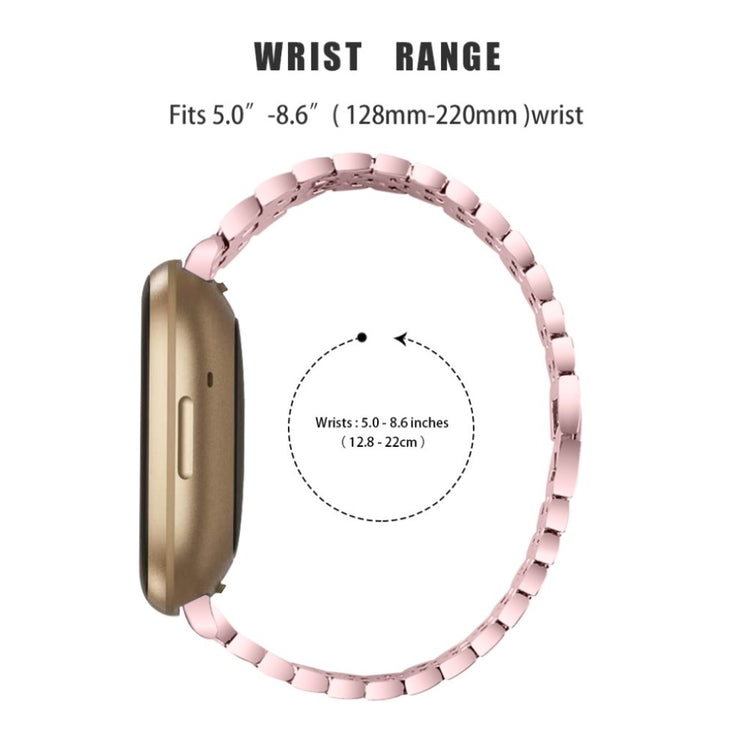 Solid Fitbit Versa 3 / Fitbit Sense Metal og Rhinsten Rem - Pink#serie_3