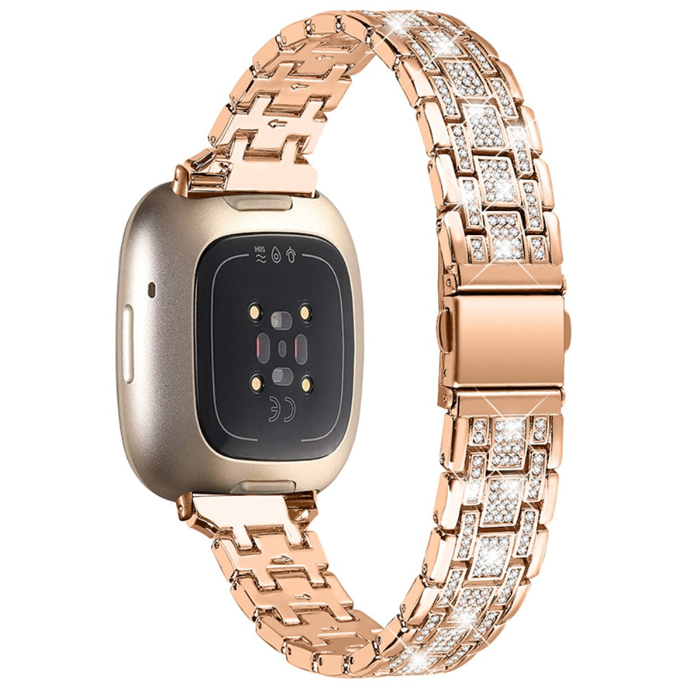 Mega skøn Fitbit Versa 3 Metal og  Rhinsten Urrem - Pink#serie_2