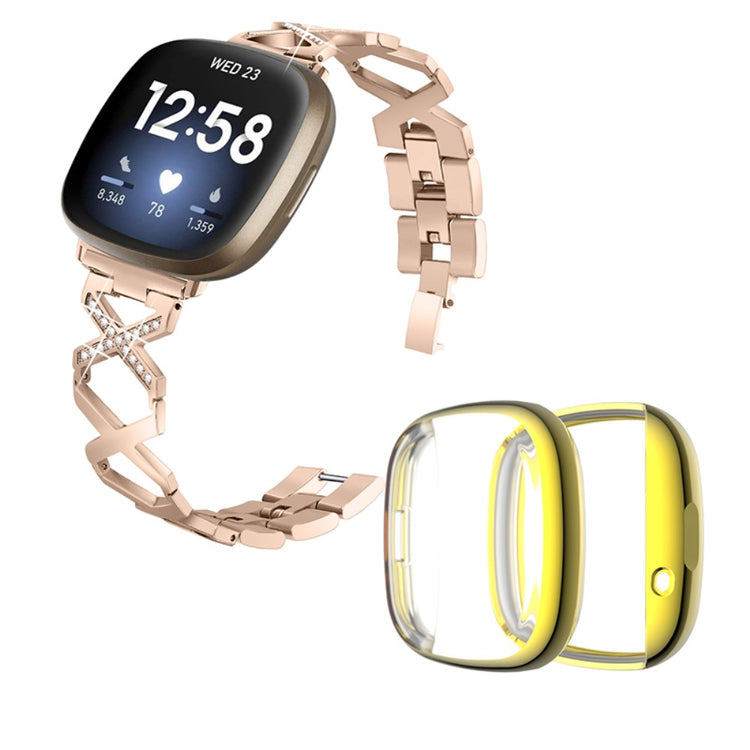 Fitbit Sense / Fitbit Versa 3 Metal Rem med Cover - Guld#serie_1