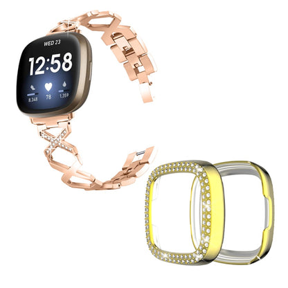 Fitbit Sense / Fitbit Versa 3 Metal Rem med Cover - Pink#serie_4