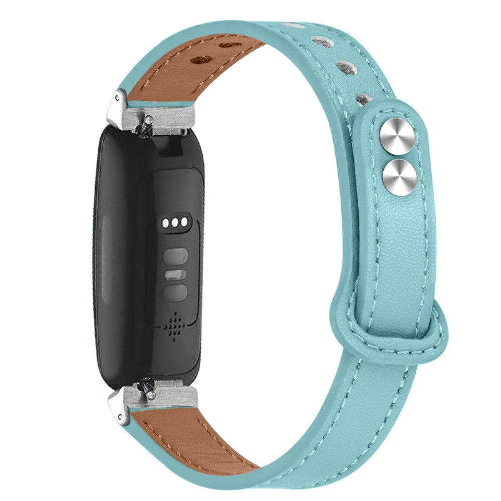 Super cool Fitbit Inspire 2 / Fitbit Ace 2 Ægte læder Rem - Blå#serie_10