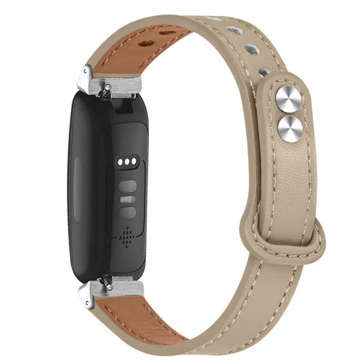 Super cool Fitbit Inspire 2 / Fitbit Ace 2 Ægte læder Rem - Beige#serie_3
