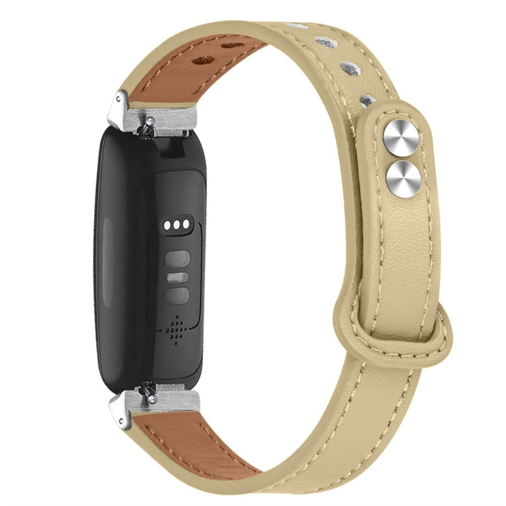 Super cool Fitbit Inspire 2 / Fitbit Ace 2 Ægte læder Rem - Beige#serie_5