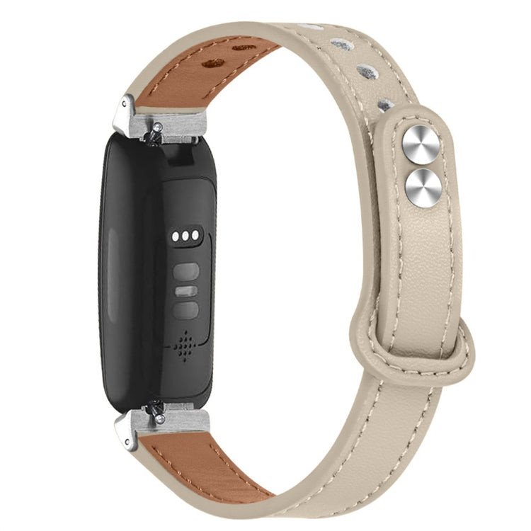Super cool Fitbit Inspire 2 / Fitbit Ace 2 Ægte læder Rem - Hvid#serie_7