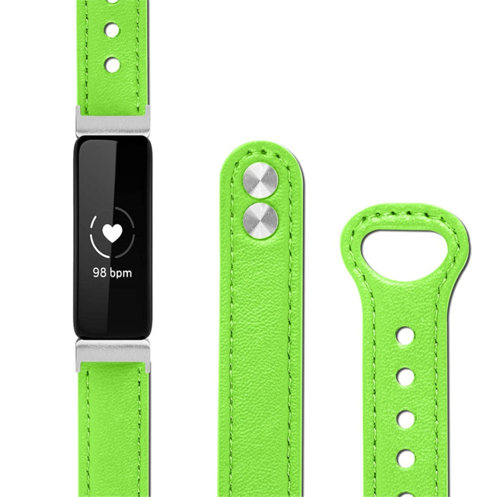 Vildt pænt Fitbit Inspire 2 / Fitbit Ace 2 Ægte læder Urrem - Grøn#serie_9