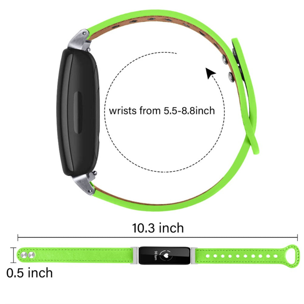 Vildt pænt Fitbit Inspire 2 / Fitbit Ace 2 Ægte læder Urrem - Grøn#serie_9