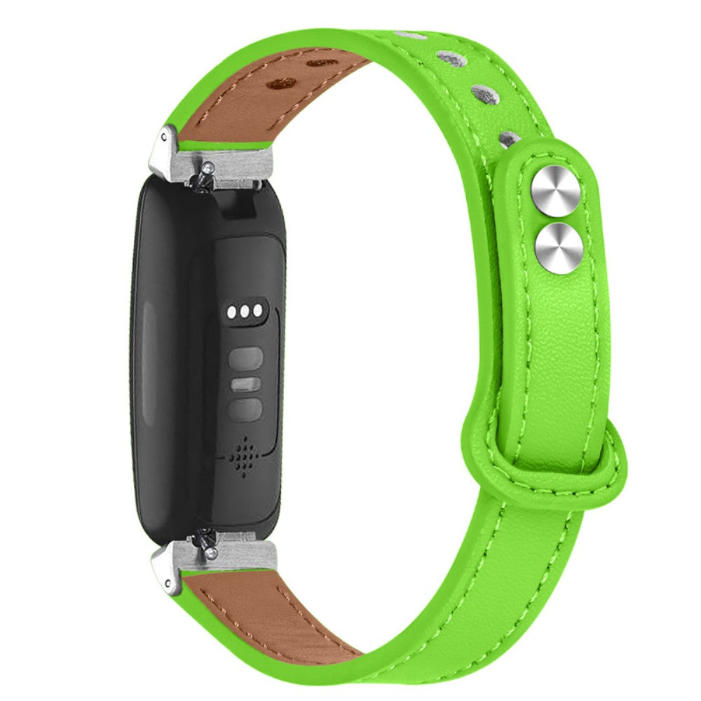 Super cool Fitbit Inspire 2 / Fitbit Ace 2 Ægte læder Rem - Grøn#serie_9