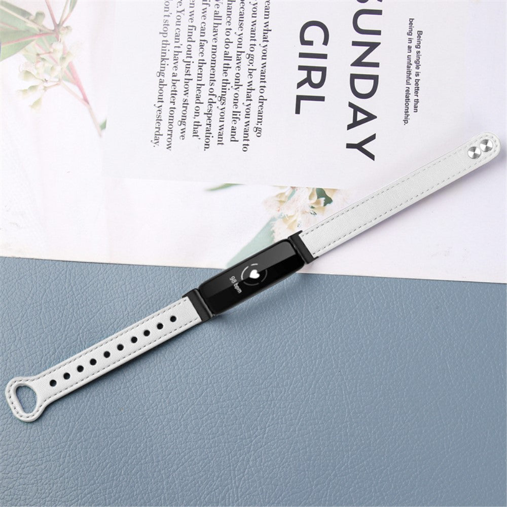 Fantastisk Fitbit Inspire 2 / Fitbit Ace 2 Ægte læder Urrem - Hvid#serie_1