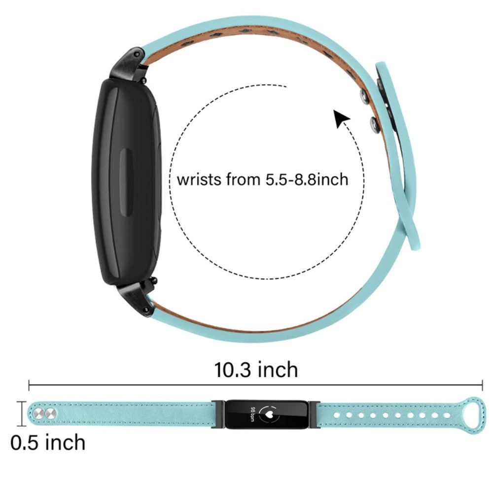 Fantastisk Fitbit Inspire 2 / Fitbit Ace 2 Ægte læder Urrem - Blå#serie_10