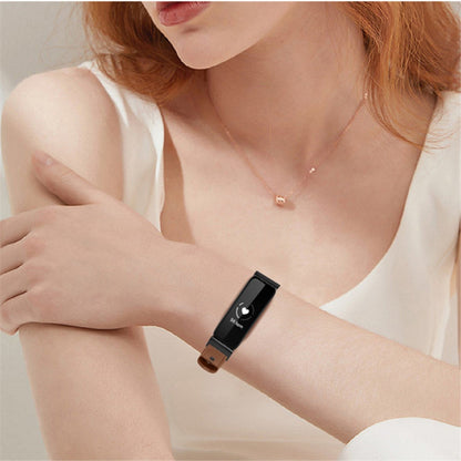 Fantastisk Fitbit Inspire 2 / Fitbit Ace 2 Ægte læder Urrem - Brun#serie_11