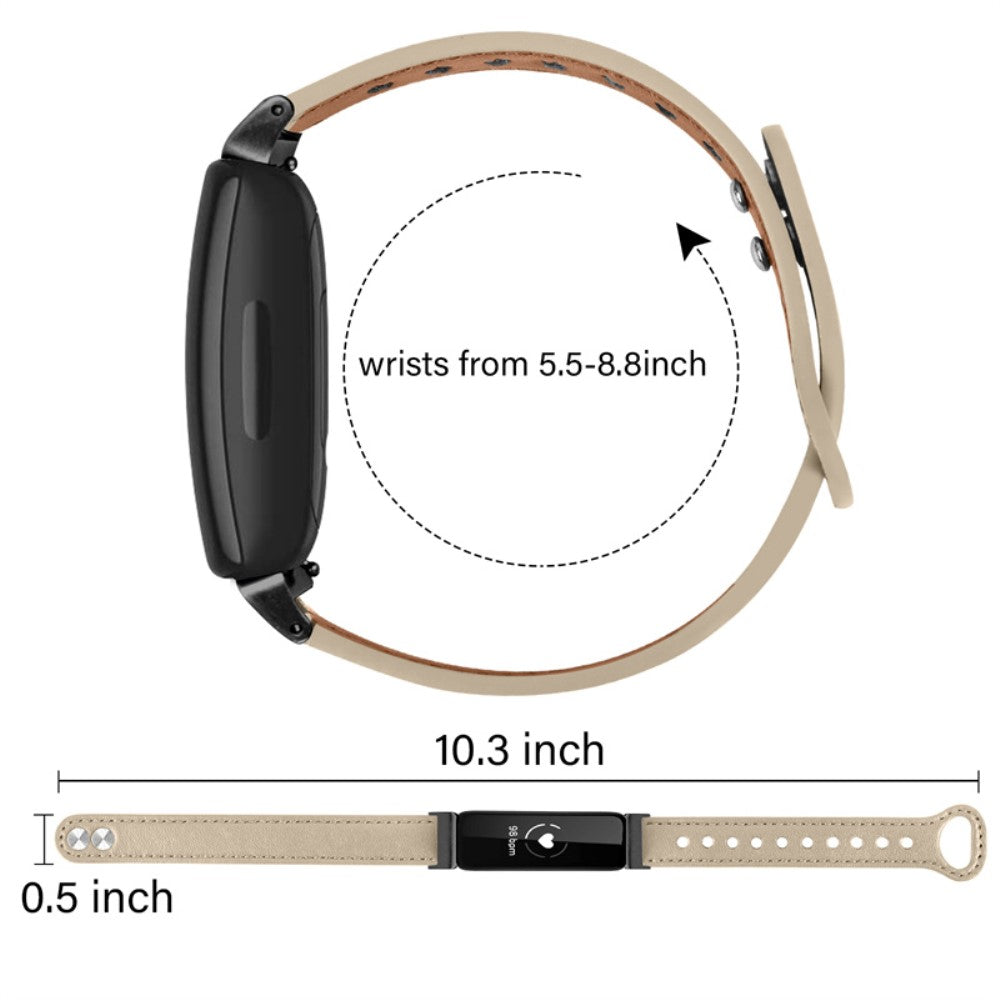 Fantastisk Fitbit Inspire 2 / Fitbit Ace 2 Ægte læder Urrem - Beige#serie_3