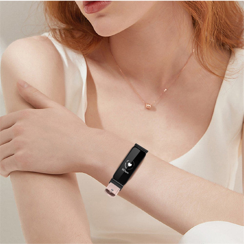 Fantastisk Fitbit Inspire 2 / Fitbit Ace 2 Ægte læder Urrem - Pink#serie_4