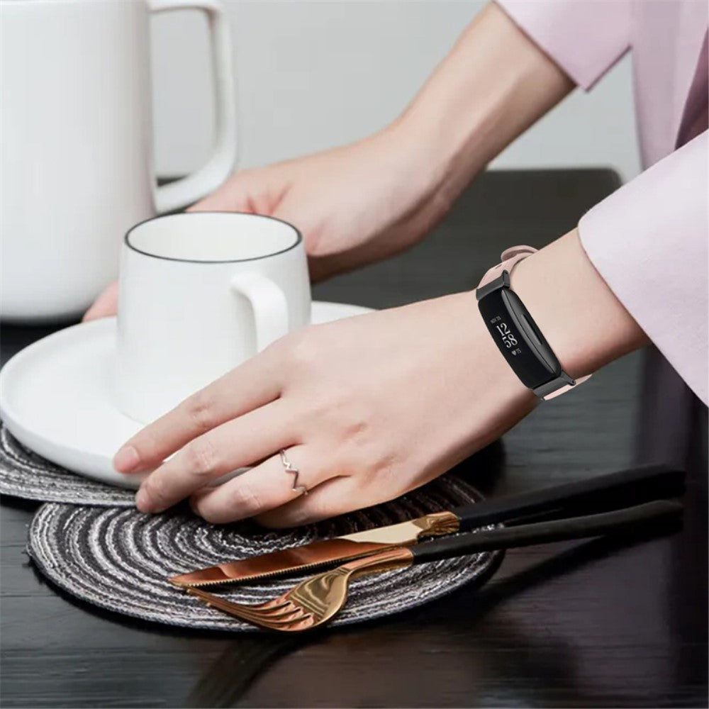 Fantastisk Fitbit Inspire 2 / Fitbit Ace 2 Ægte læder Urrem - Pink#serie_4
