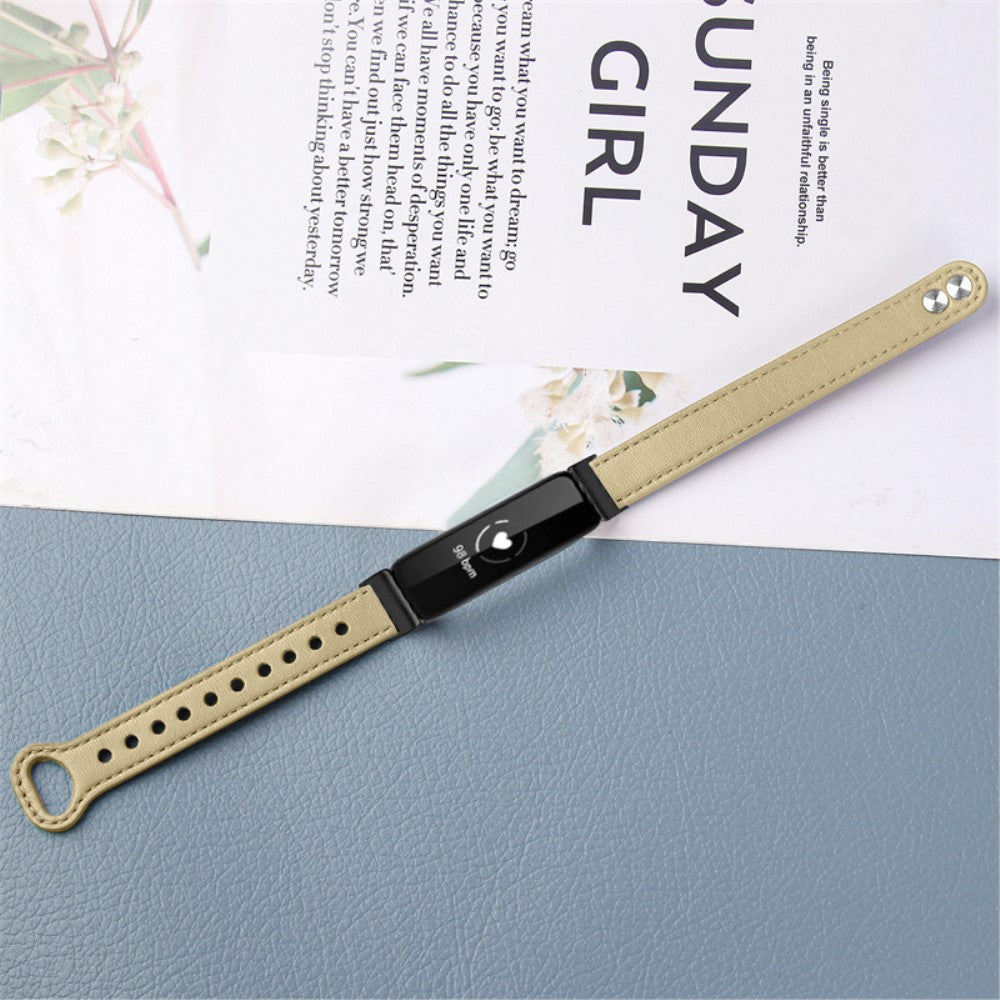 Fantastisk Fitbit Inspire 2 / Fitbit Ace 2 Ægte læder Urrem - Beige#serie_5
