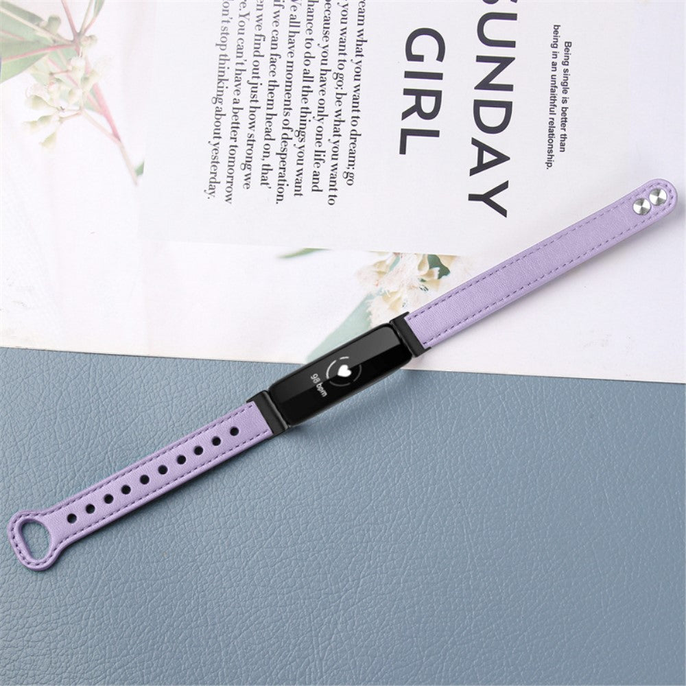 Fantastisk Fitbit Inspire 2 / Fitbit Ace 2 Ægte læder Urrem - Lilla#serie_6