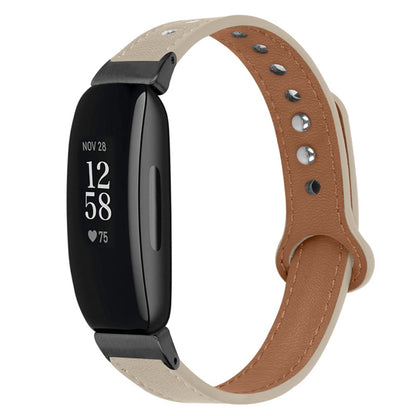 Fantastisk Fitbit Inspire 2 / Fitbit Ace 2 Ægte læder Urrem - Hvid#serie_7