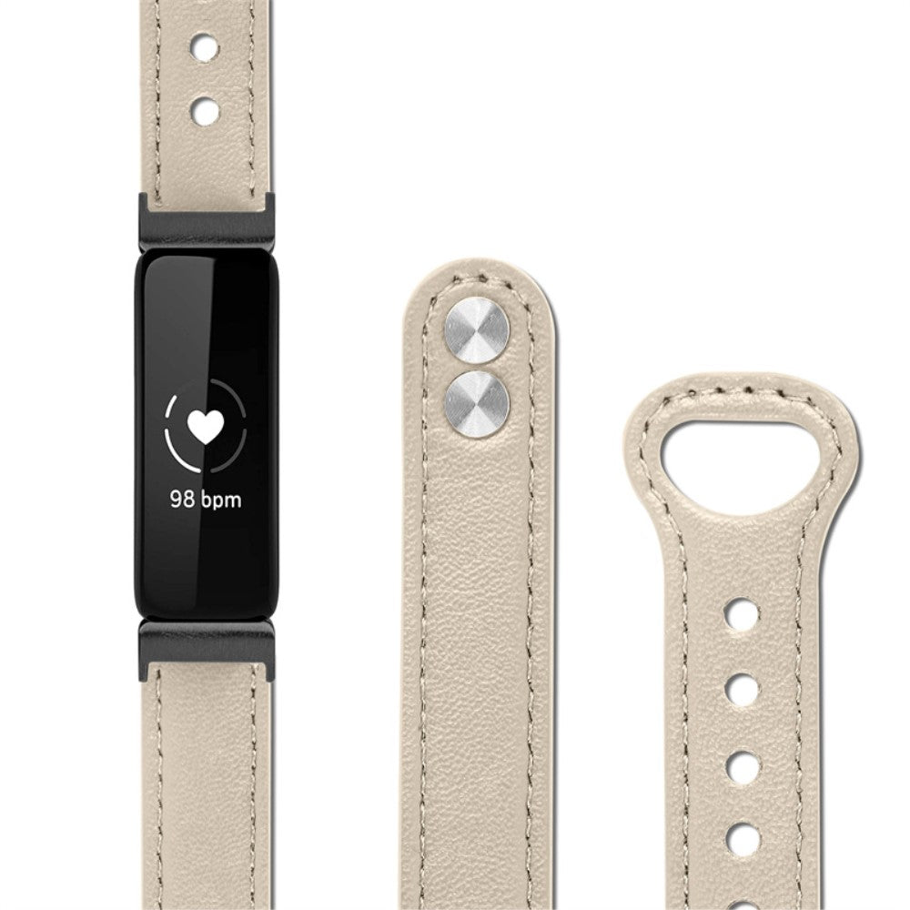 Fantastisk Fitbit Inspire 2 / Fitbit Ace 2 Ægte læder Urrem - Hvid#serie_7