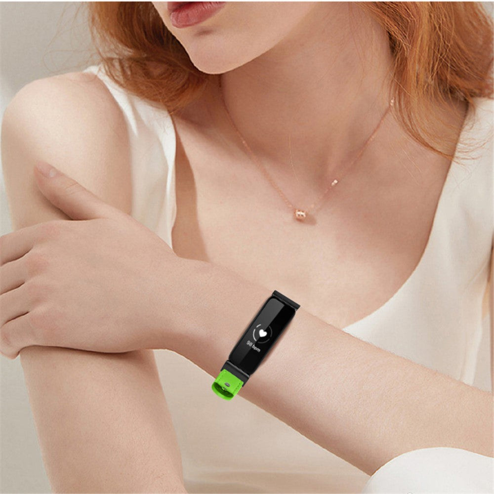 Fantastisk Fitbit Inspire 2 / Fitbit Ace 2 Ægte læder Urrem - Grøn#serie_9