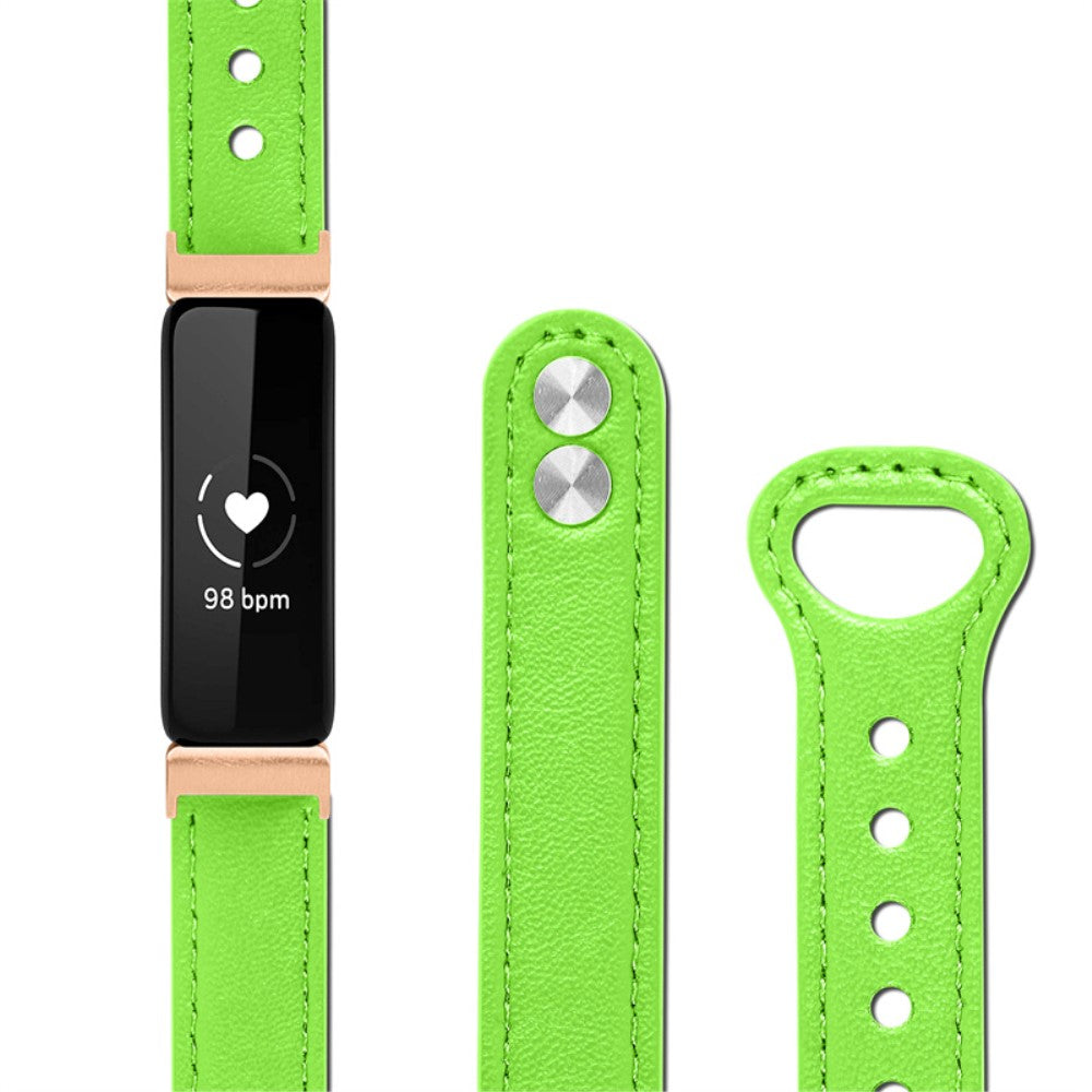 Super skøn Fitbit Inspire 2 / Fitbit Ace 2 Ægte læder Urrem - Grøn#serie_9