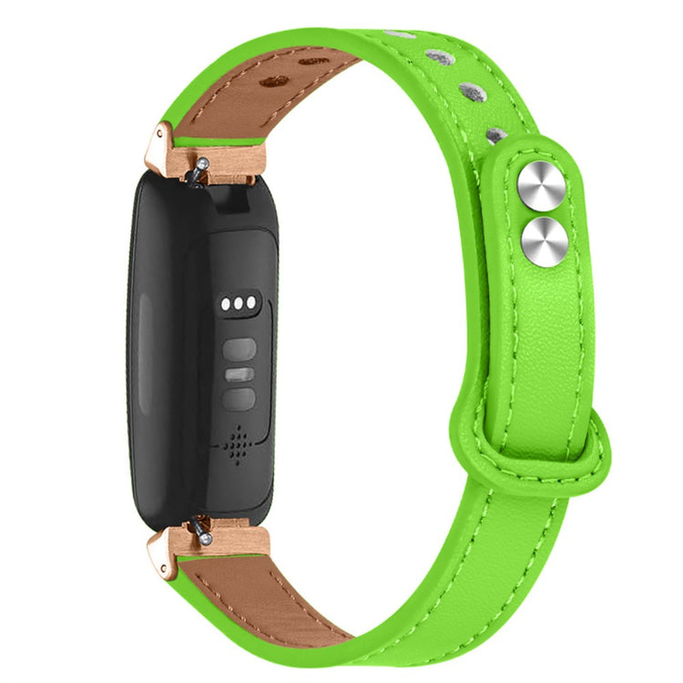 Vildt godt Fitbit Inspire 2 / Fitbit Ace 2 Ægte læder Rem - Grøn#serie_9