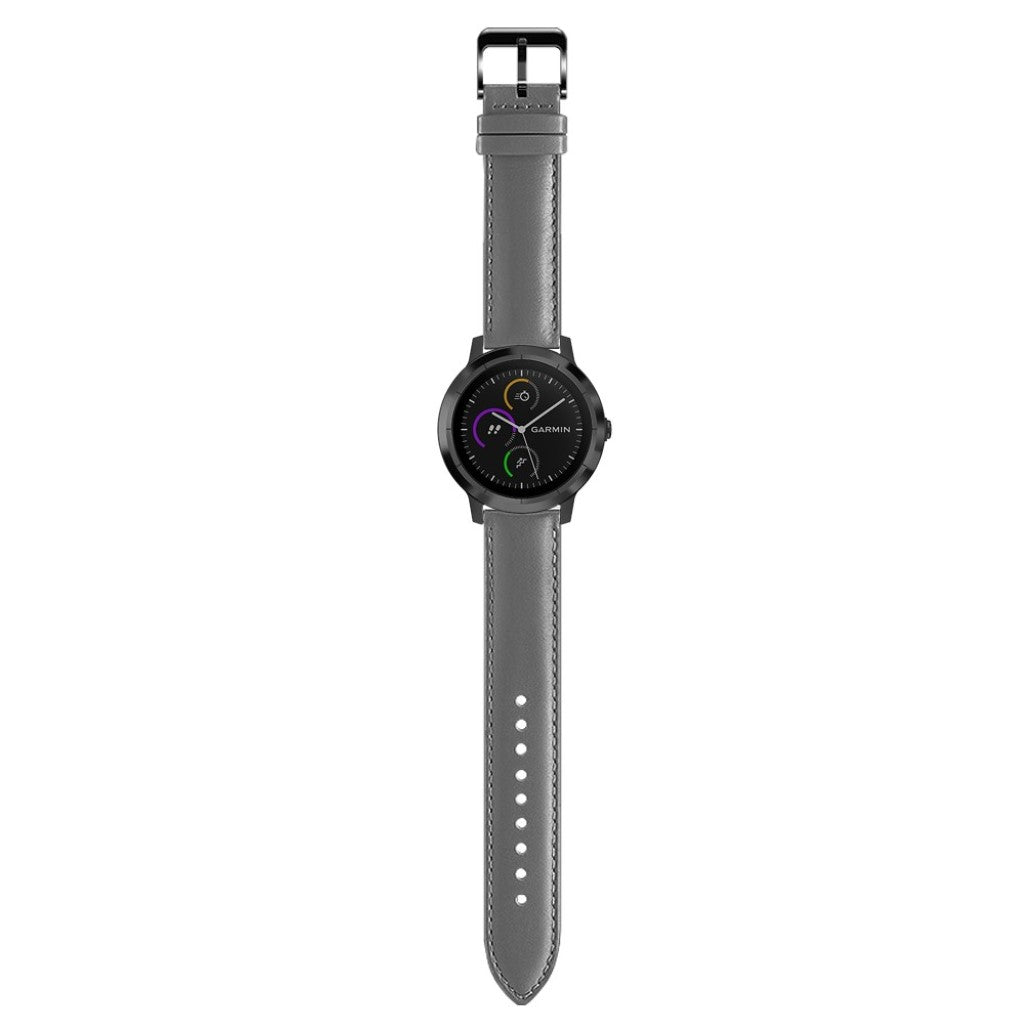 Fed Garmin Vivoactive 3 / Garmin Vivomove HR Ægte læder Rem - Sølv#serie_2