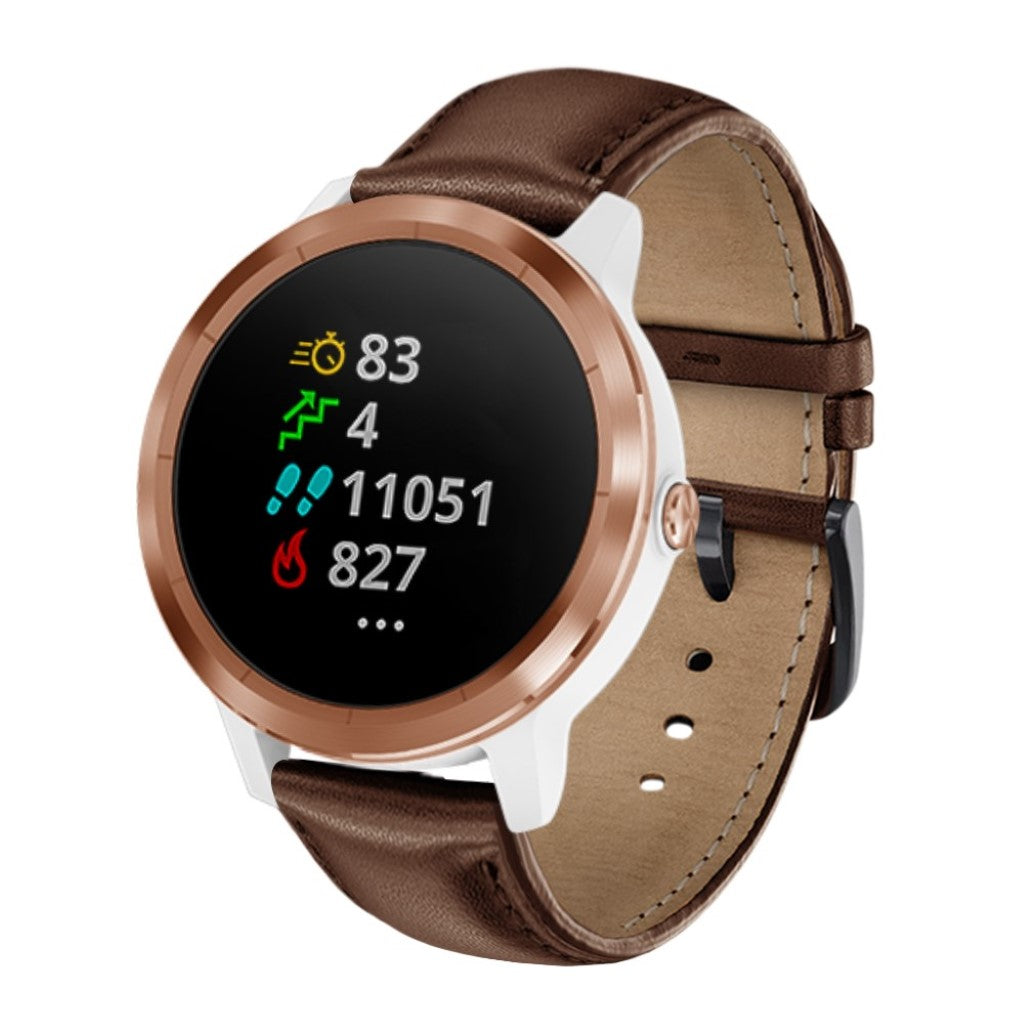 Fed Garmin Vivoactive 3 / Garmin Vivomove HR Ægte læder Rem - Brun#serie_3