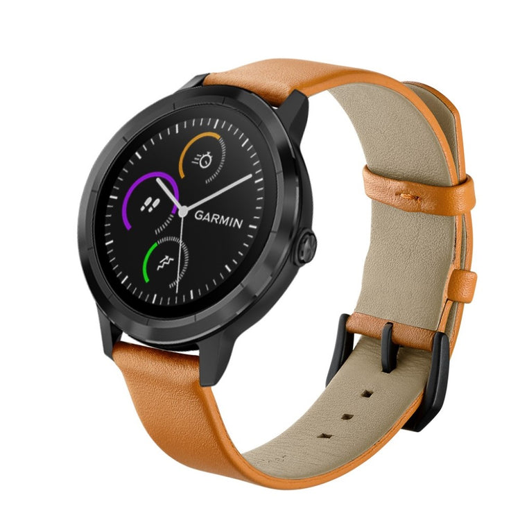 Fed Garmin Vivoactive 3 / Garmin Vivomove HR Ægte læder Rem - Gul#serie_055