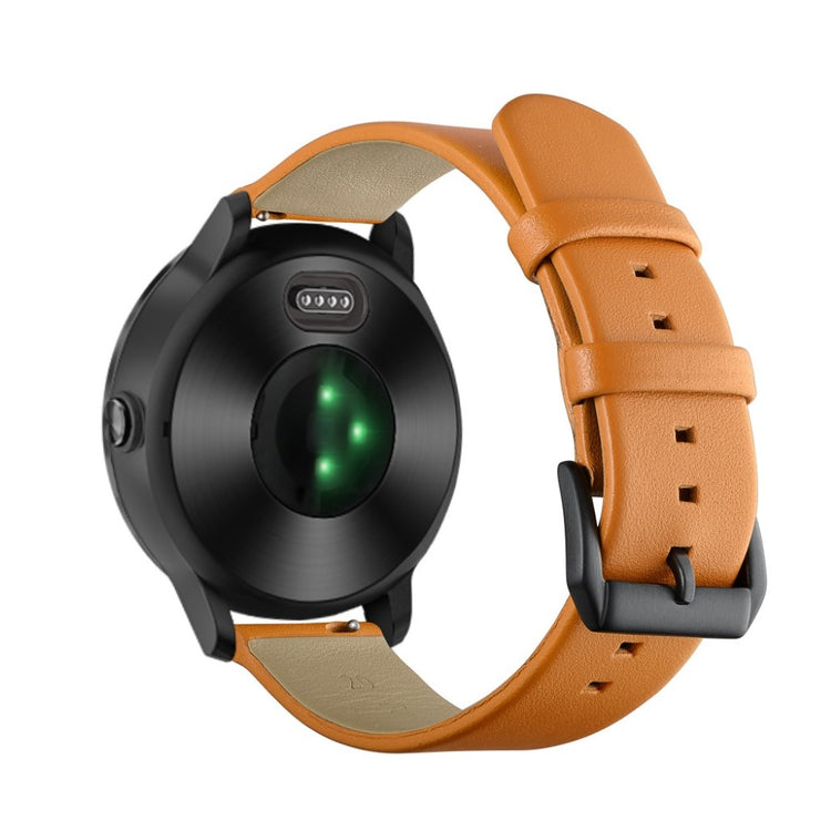 Fed Garmin Vivoactive 3 / Garmin Vivomove HR Ægte læder Rem - Gul#serie_055