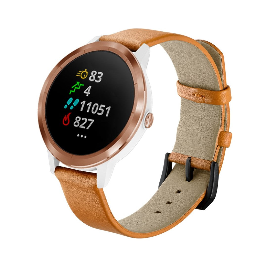 Fed Garmin Vivoactive 3 / Garmin Vivomove HR Ægte læder Rem - Gul#serie_055