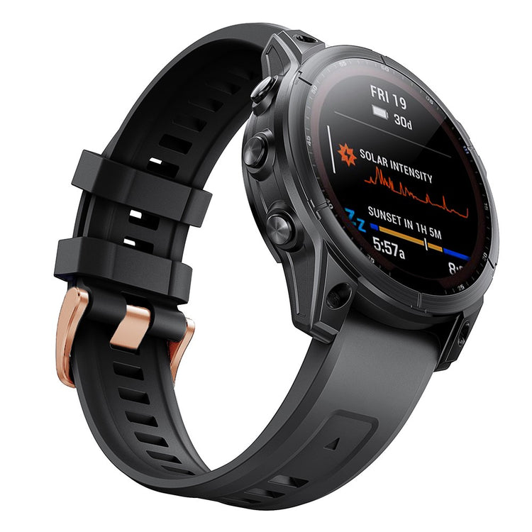 Helt vildt flot Garmin Fenix 7S Silikone Rem - Sort#serie_5